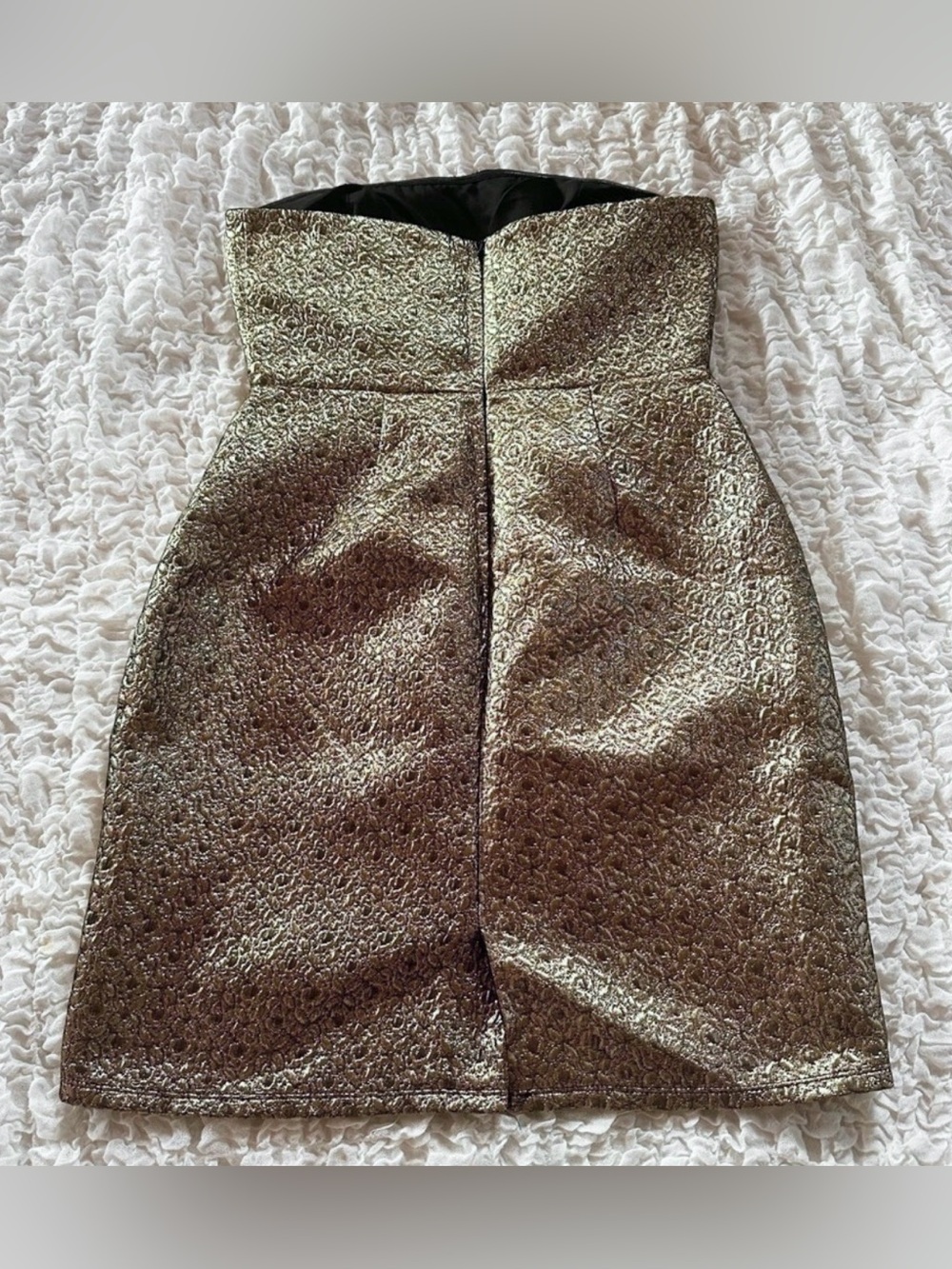 NWT Eight Sixty Strapless Mini Dress in True Gold Size Large - Picture 5 of 9